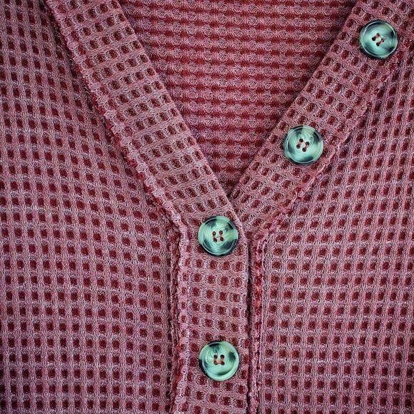 Hailey & Co Womens Small Button Up Henley Sweater Mauve Long Sleeve V Neck - Picture 6 of 9